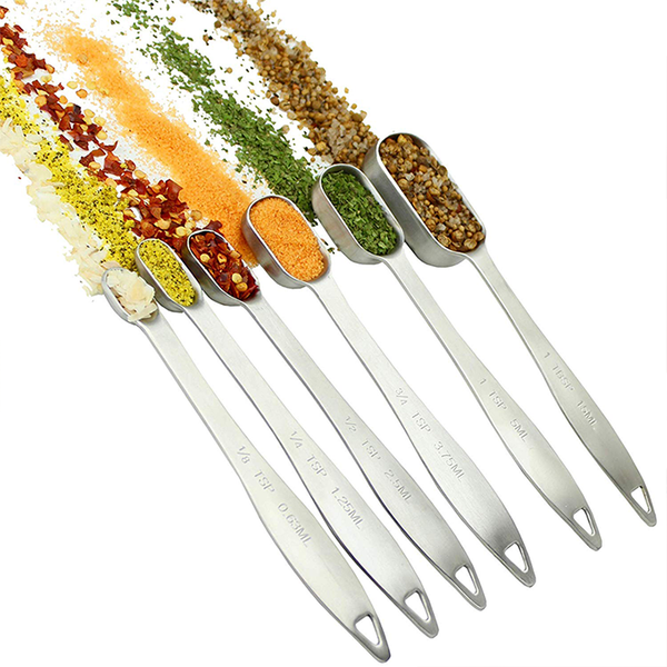 Gold Measuring Spoons - Set of 7 Includes Leveler - Premium Heavy-Duty Stainless Steel