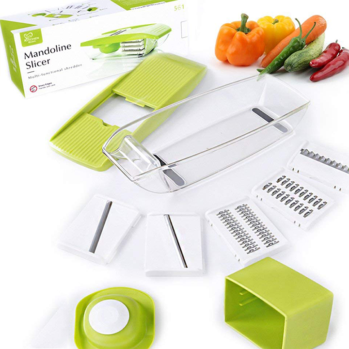 Pro Vegetable Chopper, Multi-functional Onion Chopper, Veggie Chopper w/  Stainless Steel Blades, Vegetable Slicer w/ Container, Mandoline Slicer