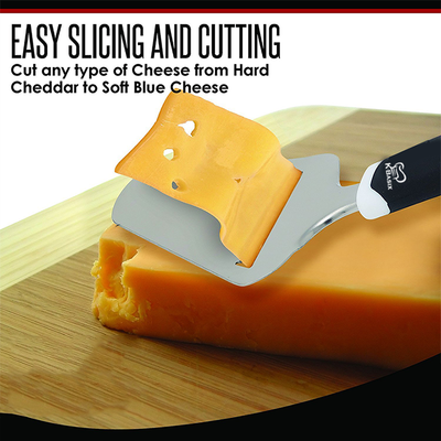 Stainless Steel 8.2 Inch Cheese Plane/Slicer/Server, Soft Ergonomic Handle – Easy Slicing of Soft or Hard Cheese