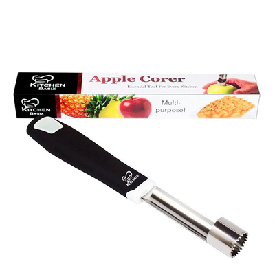 K Basix Apple Corer - Stainless Steel - Commercial Grade Metal with Soft Rubber Handle