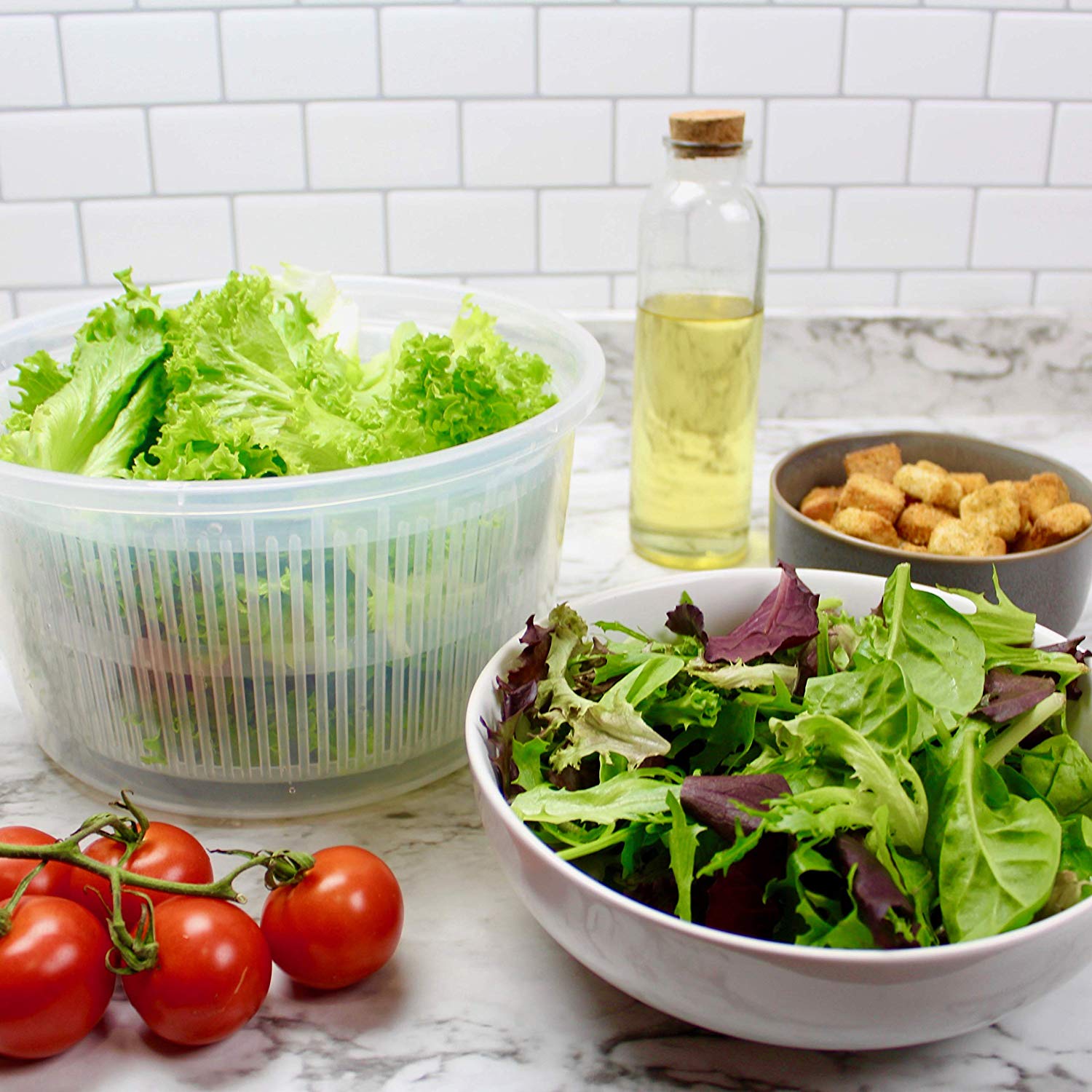 Salad Spinner Large Lettuce Spinner for Vegetable wash, Lettuce Dryer with  Drain Colander and no BPA - Multi-Functional Kitchen Helper 